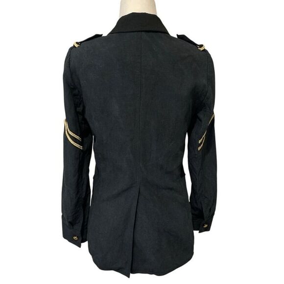 Smythe Military Style Jacket Black Fade Gold Embellished Button Up Blazer Size 2 - Picture 9 of 11